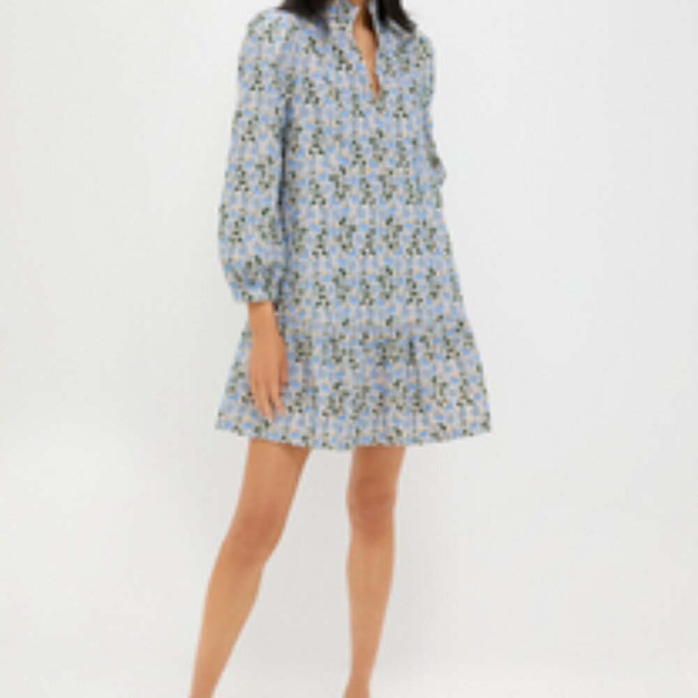 Tuckernuck Women's Cream Dress with Blue and Yellow Floral Embroidery